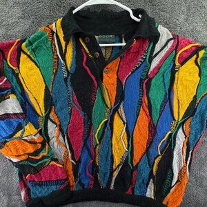 COOGI Australia Authentic Women XL Colorful 3D Knit Collared Cotton Linen Adult